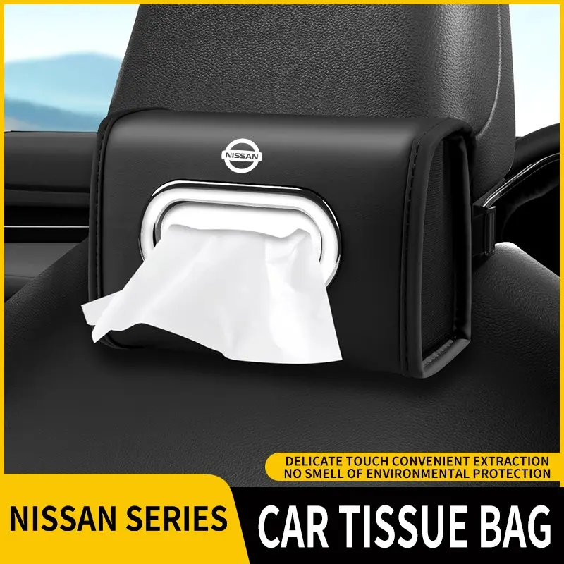 Suitable for Nissan Teana, Sylphy, Cima, X-Trail, X-Trail International Edition, Qashqai, Murano, Pathfinder, Amanda, Kicks, Almera, Leaf, GT-R, Patrol car tissue bag, car tissue holder, car interior accessories
