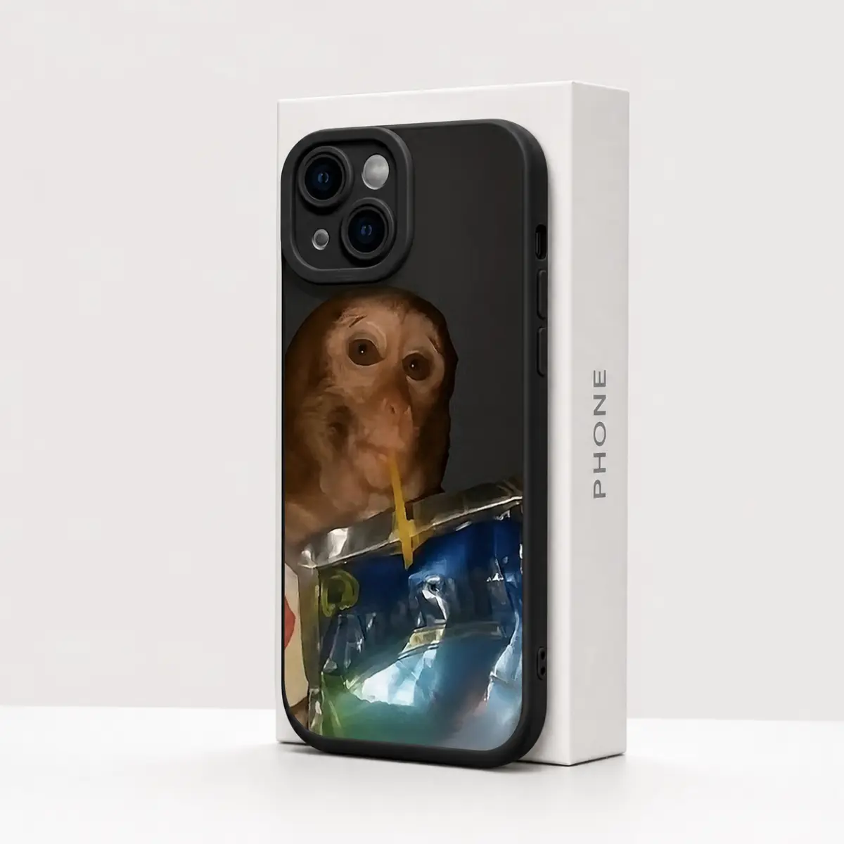 Capri Sun Monkey Sipping Protective TPU Phone Case - Full Side Protection, Fall & Shockproof, Waterproof Mobile Accessory Cover for iPhone 17/16/15/14/13/12/11 Pro/ProMax/Plus Series