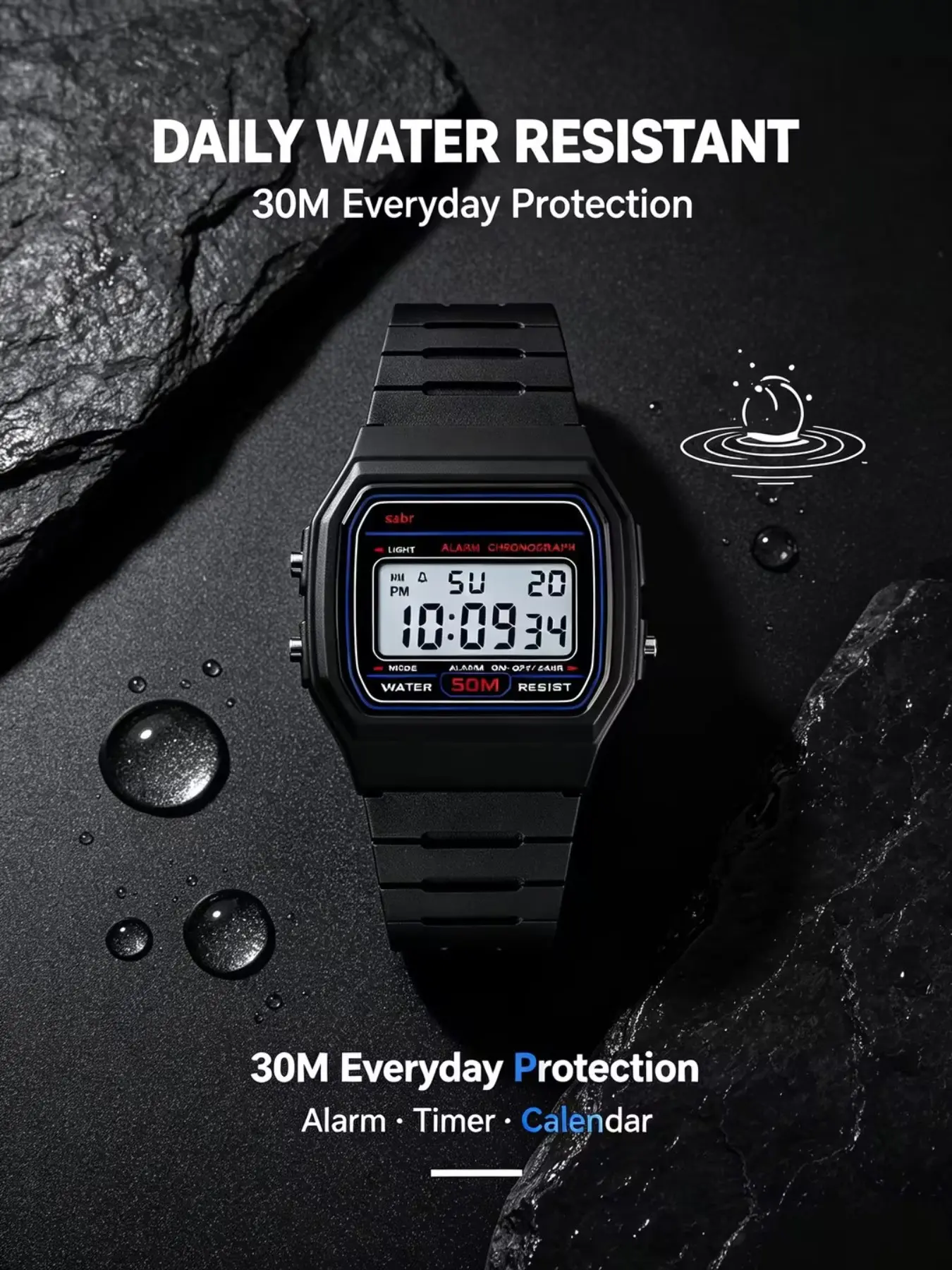 Men's Retro LED Digital Watch, Military Style Sport Silicone Band, Fashionable Electronic Watch, Multifunctional Wristwatch, Casual Elegant Timepiece