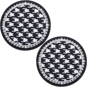 2 count Sparkly Bling  Cup Holder Inserts - 2.75 Inch Soft  Coasters, Anti-Slip & Shockproof, Cute  Accessories for Women Girls (Houndstooth)