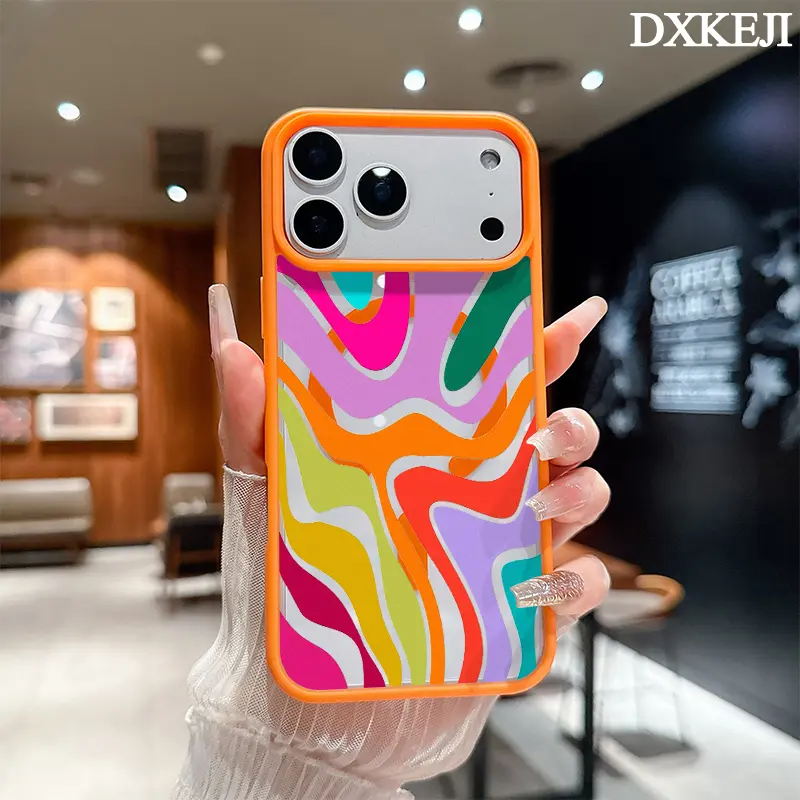 MagSafe Magnetic TPU Phone Case, Colorful Abstract Wavy Pattern Cover for iPhone 17 Air/16 Pro Max/15 Pro/14/13/12/11 Plus - Shockproof, Slim Casing with Aesthetic Customized Design for Protection & Phone Accessories