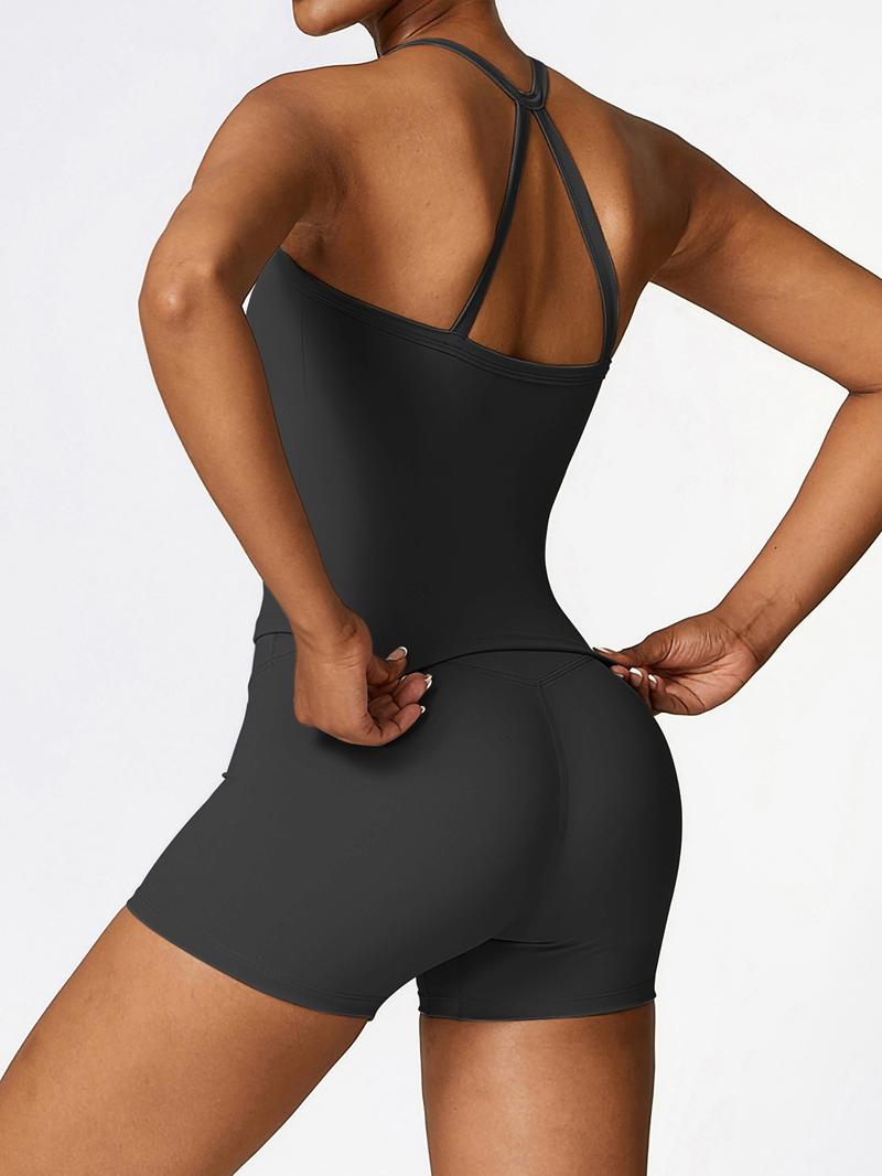 Women's Solid Color Sports Singlet, Comfortable Breathable Sports Top with Chest Pad, Ladies Sportswear for Indoor Outdoor Wear, Activewear, Activewear Fitness, Athletic Top