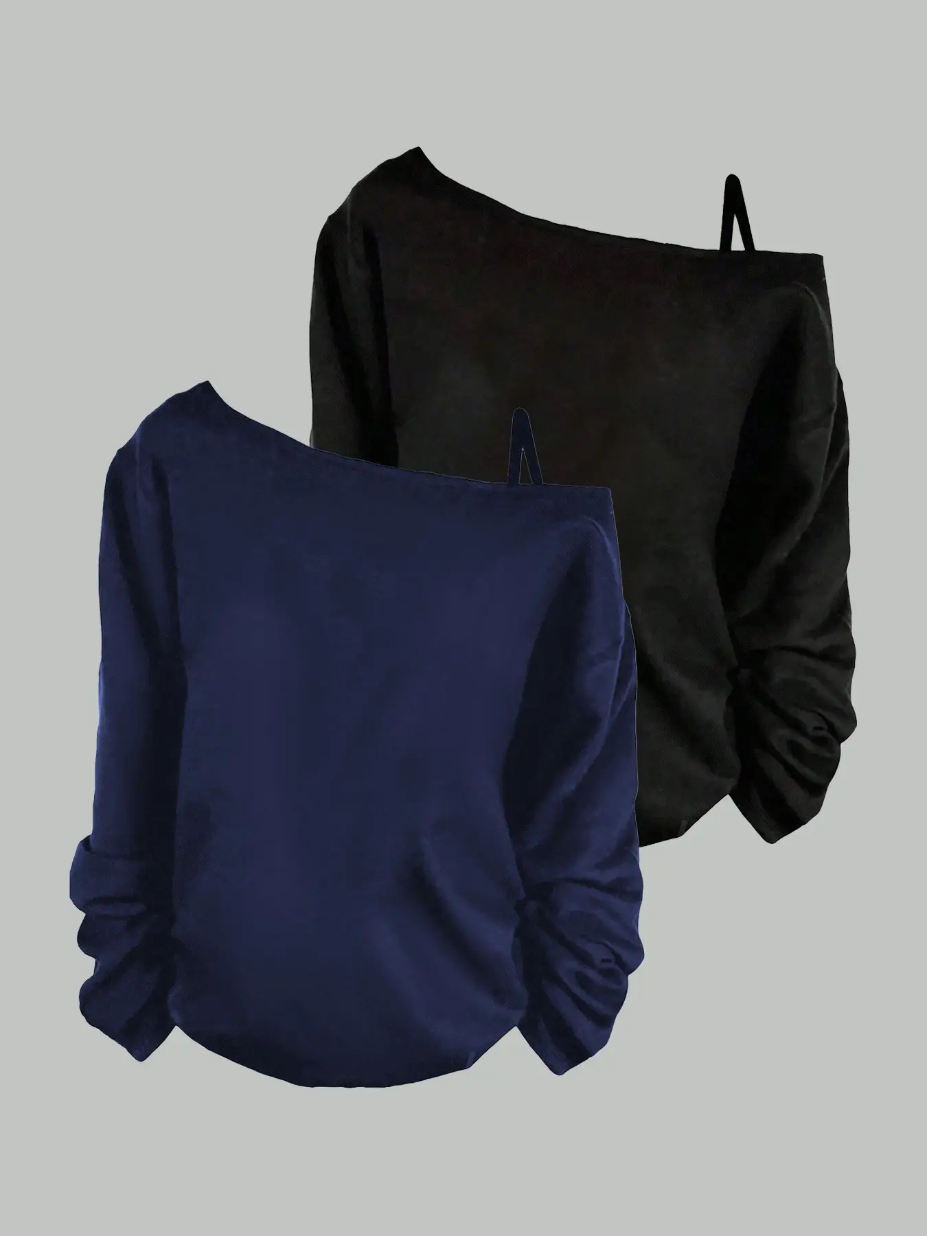 2-Pack Women's Casual Basic Off-Shoulder Long Sleeve T-Shirt, Comfortable Daily Wear for Spring and Summer, Loose-Fit Top for All Seasons
