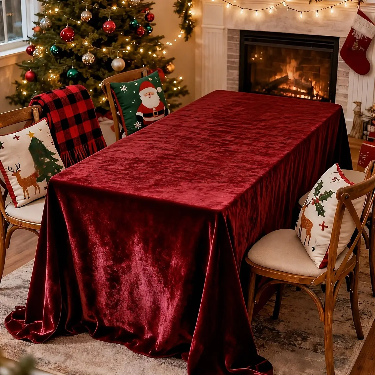 1pc Velvet Tablecloth, Rectangular Table Cover, Smooth Luxurious Design, Perfect for Parties, Weddings, Banquets