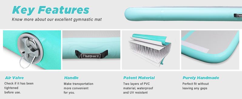 FBSPORT 16ft/20ft Inflatable Gymnastics Mat for Home & Professional Use with Electric Air Pump 4/8" Thickness for Cheerleading Yoga Water Training