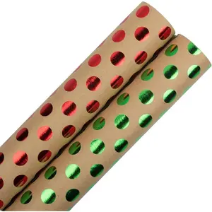 Wrap -  Wrapping  - 50 Sq Ft  - Red & Green Dots   - 2 Rolls/Pack