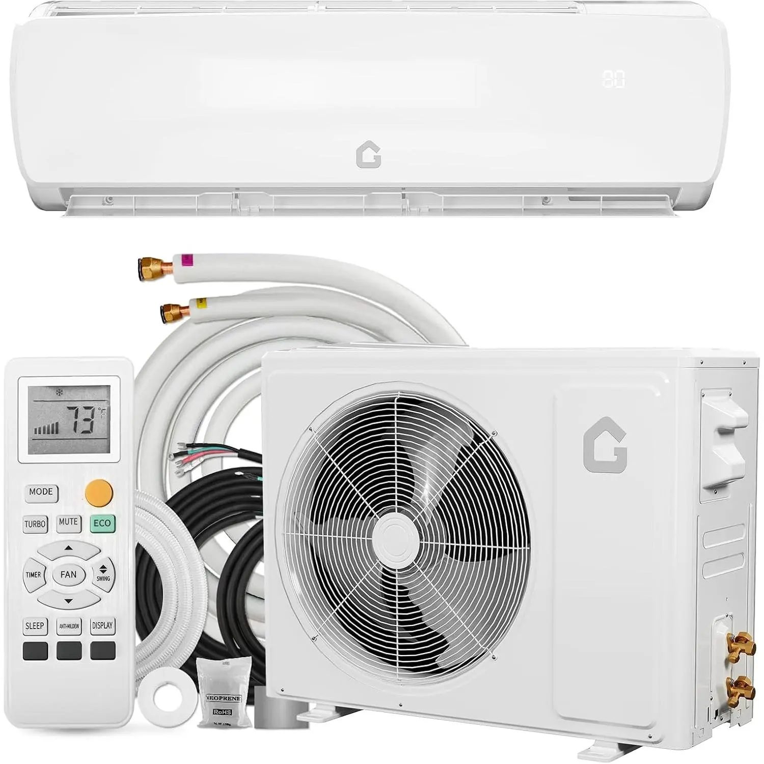 12000 BTU Mini Split Air Conditioner Heat Pump System, 19 SEER2 Inverter Mini Split AC/Heating System, Ductless Wall Mount AC Unit Cool Up to 750 Sq. Ft, Installation Kits, 115V