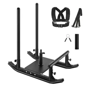 【DealsForYouDays】VEVOR Weight Sled, Steel Power Sled, Fitness Strength Training Sleds for Athletic Exercise Speed Improvement, Workout Fitness Equipment with Handle, Compatible with 1/2 in Weight Plates, Black