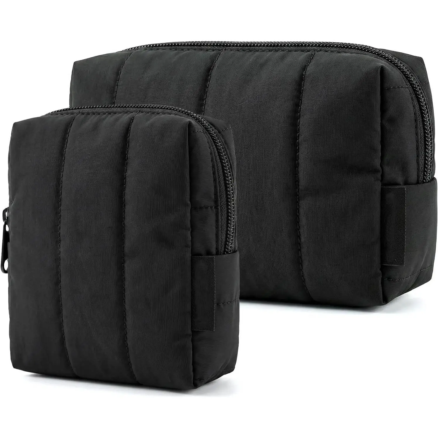 Women's Cute Mini Makeup Bag - Mini Sized Product, Compact Shape, Jacquard Cloth Padded Puffed Texture, Slip Pocket, Blush Pink Travel Essentials Pouch, Mini Sized Products