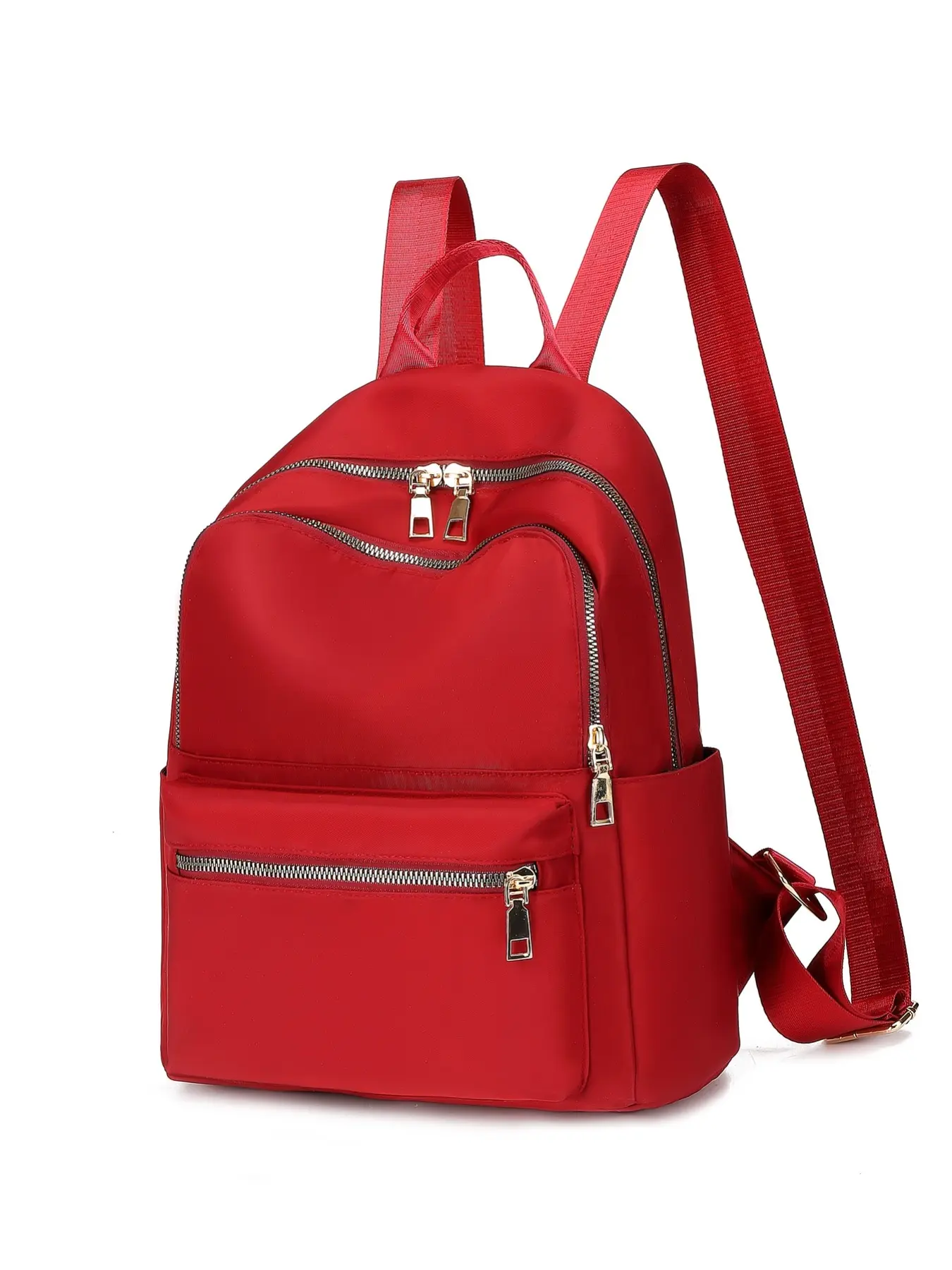 Classic Solid Color Oxford Cloth Backpack for Women - 13.8x9.8x5.9in, Black Red, Large Capacity Travel Daypack, Versatile Student School Bag Office Work Commute, Lightweight Casual Daypack