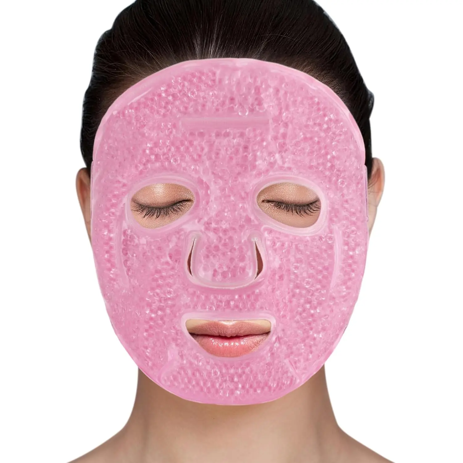 Reusable Gel Bead Facial Mask - Medical-Grade PVC Compress with Adjustable Straps, Hot-Cold Therapy, Unisex Fit, Soothing Puffiness Relief, Everyday Remedies, Freezable Spa Treatment