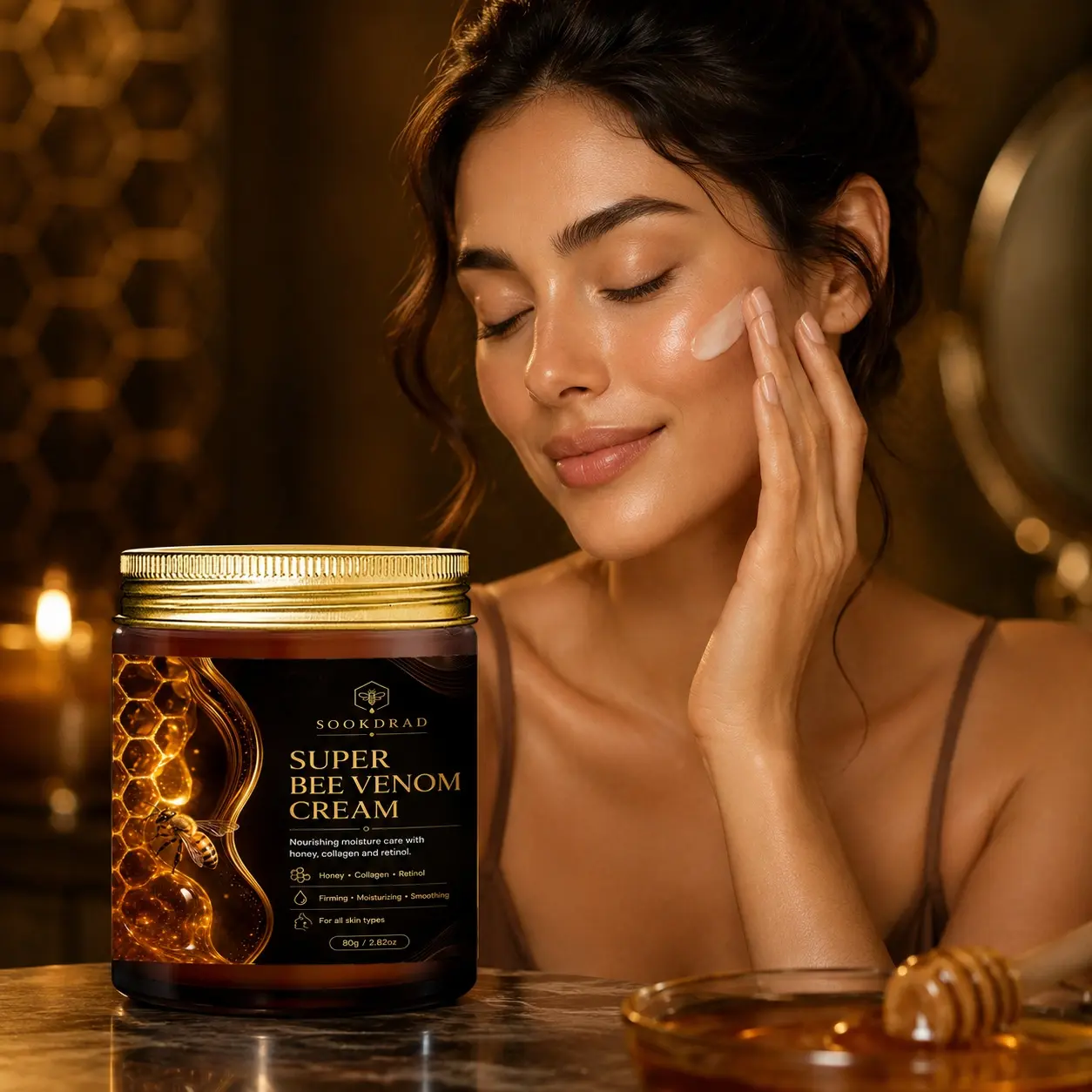Bee Venom Cream, honey, collagen, retinol, firming, moisturizing, smoothing, all skin types, 80g/2.82oz