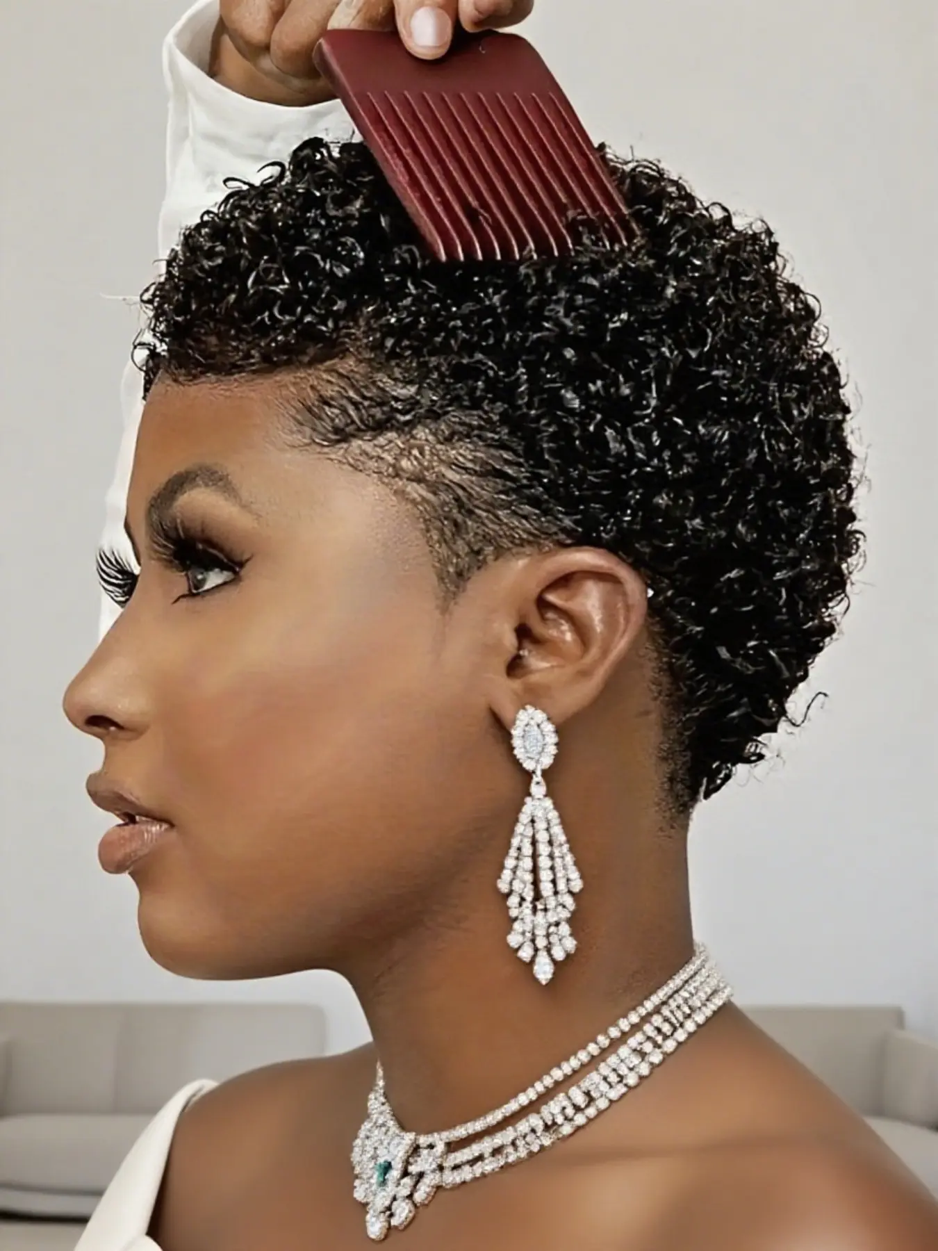 Short Afro Kinky Curly Wigs, Human Hair Wig for Women, Pixie Cut Wig, Deep Wave Water Wave, Short Wig, Full Machine Made Wig, Curly Textured Wigs