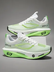 Men's Mesh Lattice Running Shoes, Standard Lace-Up, Anti-Slip Rubber Sole, Sporty Style, All-Season Sneakers for Marathon and Campus