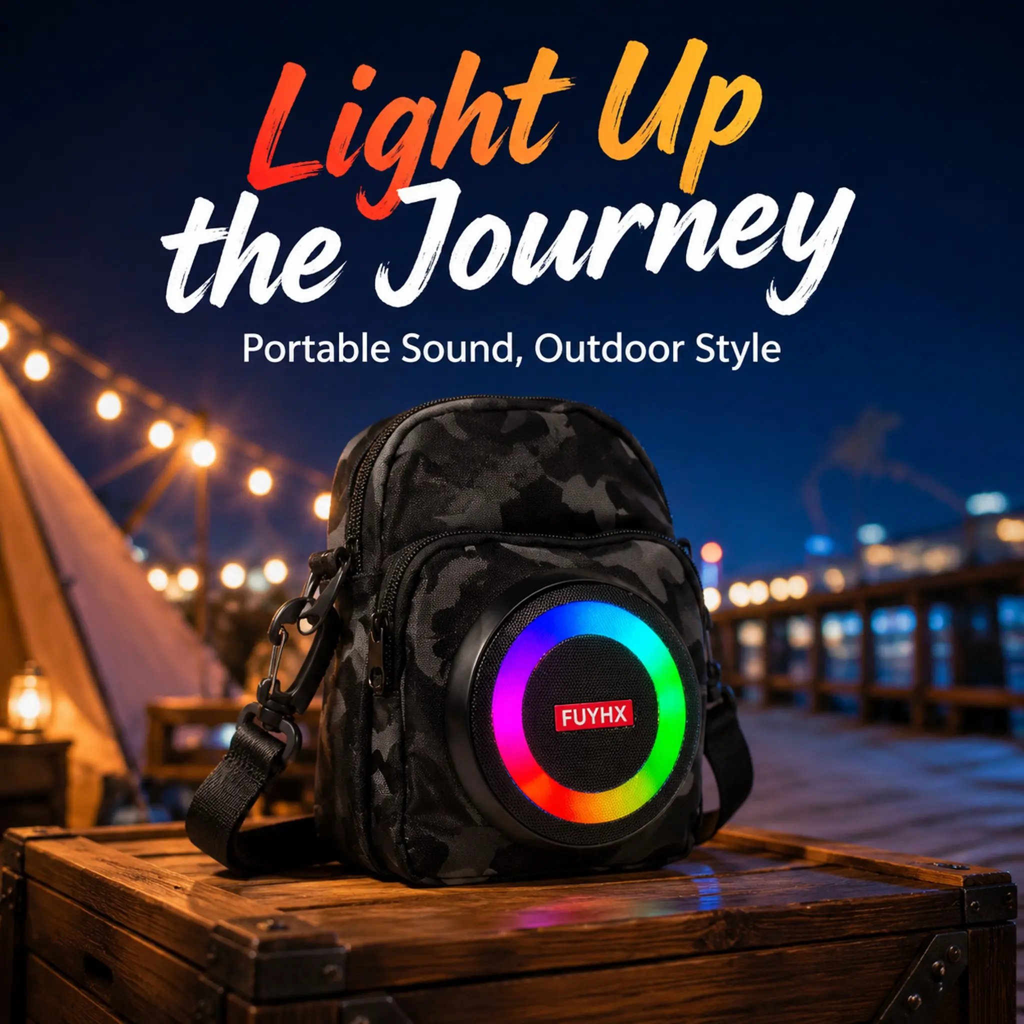 Portable Wireless Bluetooth-compatible Speaker Bag with LED Light, Crossbody Chest Pack for Cycling, Hiking, Travel, Wearable Audio Music Shoulder Bag