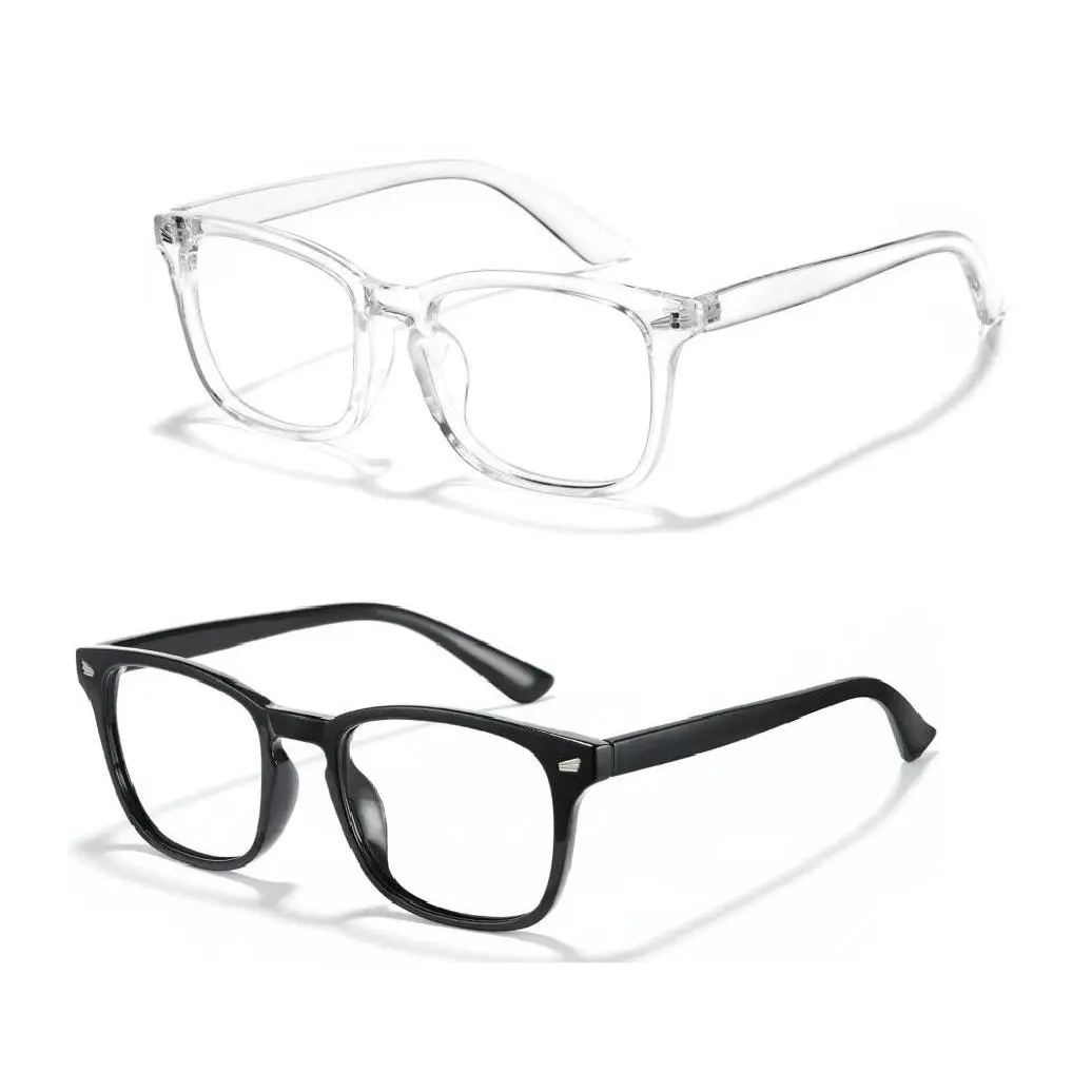 Fashion Computer Gaming Glasses Square Frame Lightweight Eyewear for Men Women Clear Lens Daily Use Party TV Glasses