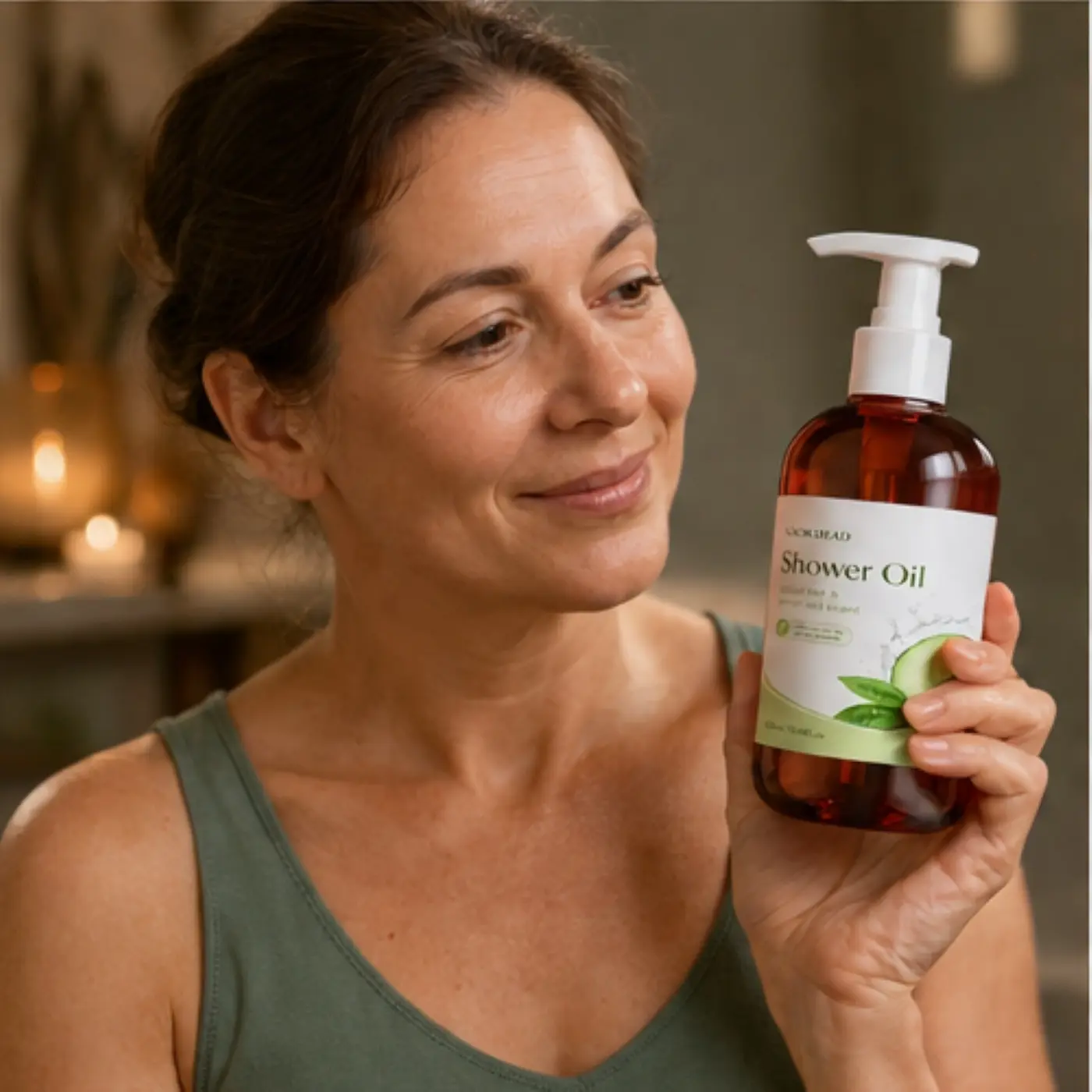 Shower Oil, cucumber, green tea, natural oils, gentle cleanse, 300ml/10.14fl.oz