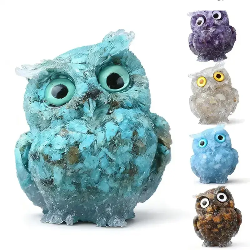 2.5-Inch Turquoise Owl Natural Tumbled Crystal Statue, Cute Window Tabletop Ornament, Spiritual Healing Meditation Accent, Unique Home & Gifting Spiritual Gift (Sports & Outdoor Accessories Complement)