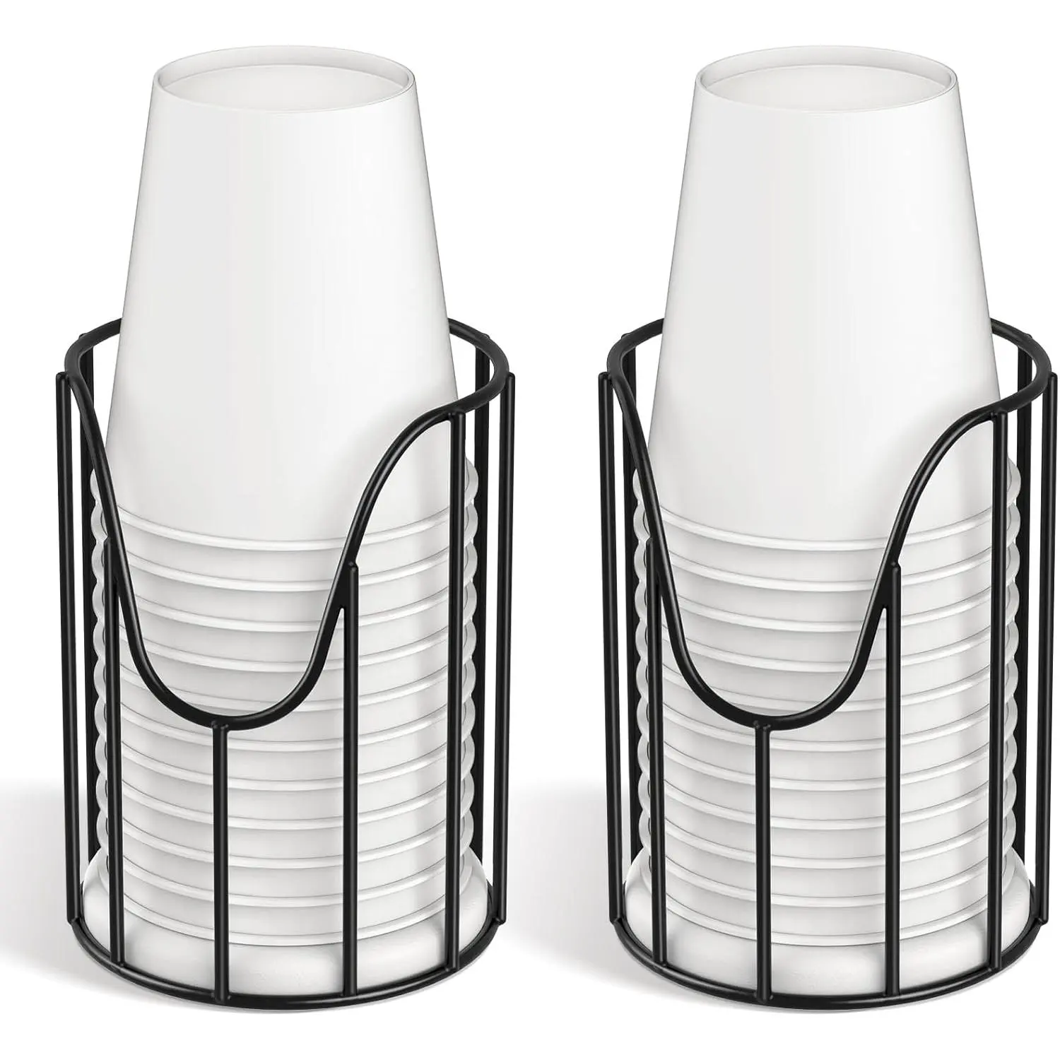 Bathroom Cup Dispenser, 3-5oz Dixie Cup Dispenser, Metal Dixie Cup Holder, Disposable Paper Cup Holder for Bathroom, Cotton Pad Holder, Guest Bathroom Essentials, Black, 2 Pack