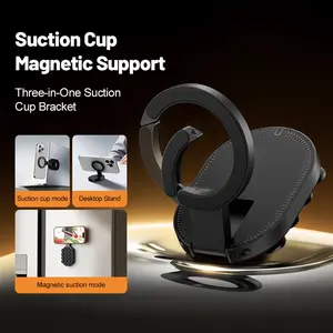 The new three-in-one suction cup mobile phone holder, a suction cup and magnetic attachment combined design holder, a portable phone holder that can be carried by hand, a travel holder with a climbing buckle design, suitable for home and travel use