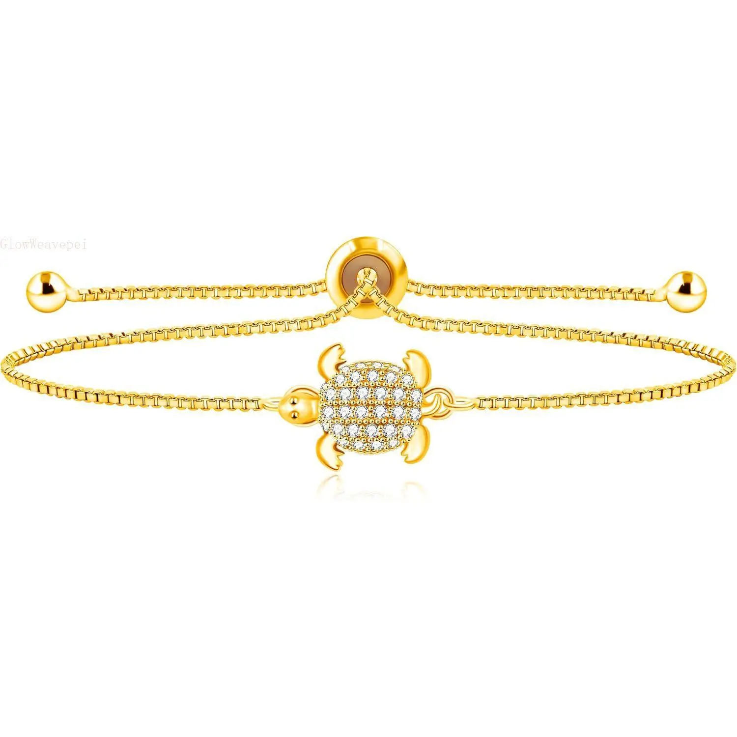 Dainty Sea Turtle Bracelet for Women, Gold-Plated Alloy with Cubic Zirconia, Coastal Ocean Themed Adjustable Bolo Box Chain, Ocean Themed Stuff, Beach Girl Aesthetic, Turtles, Beach Jewelry, Nautical, Sea Turtle Charm
