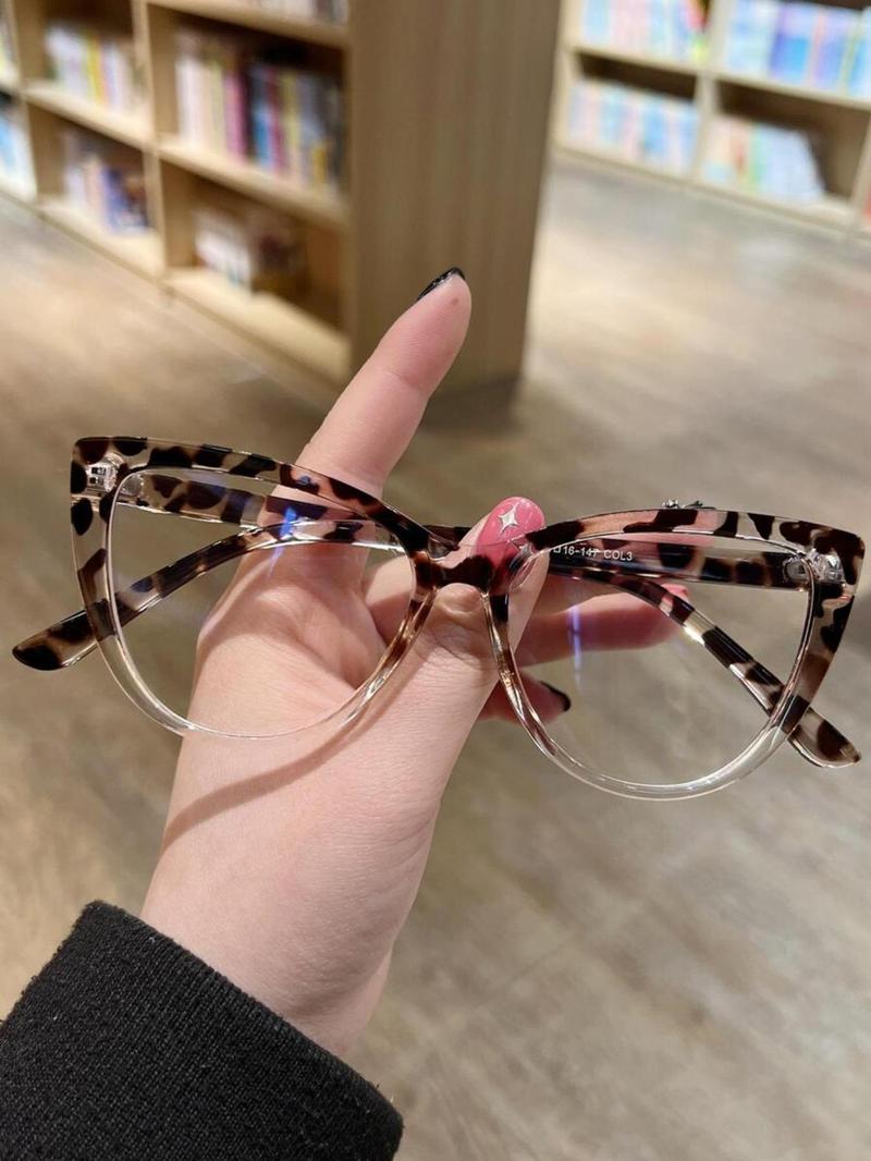 Trendy Cat Eye Frame Eyeglasses, Leopard Pattern Eyeglasses, Anti-blue Light Eyeglasses for Everyday Use, Fashion Accessories for Outdoor Activities