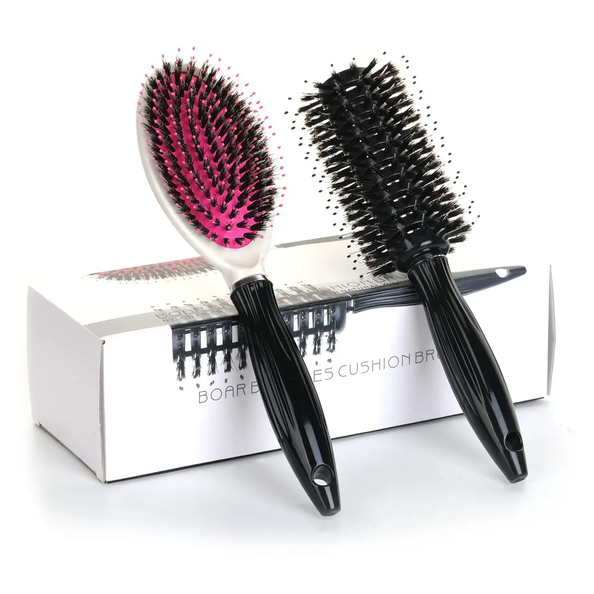 2-Piece Hair Comb Set, Cushion Brush + Round Curling Comb, Curly Hair Comb, Scalp Massager, Detangler, Suitable for All Hair Types, Home Salon Use, Hair Styling Combs