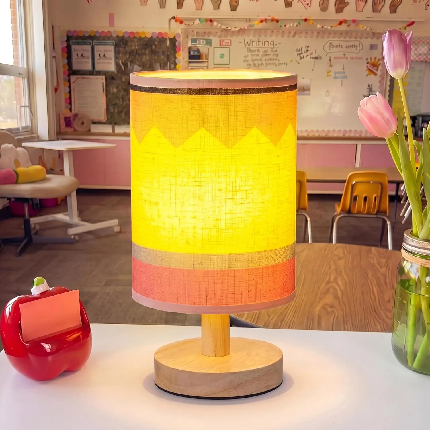 9.8 Inch Pencil Lamp for Classroom Decor Teacher Desk Lamp Calming Corner Decor Back to School Gifts for Table Reading Book Center Supplies Elementary Room Dorm Birthday Baby Shower