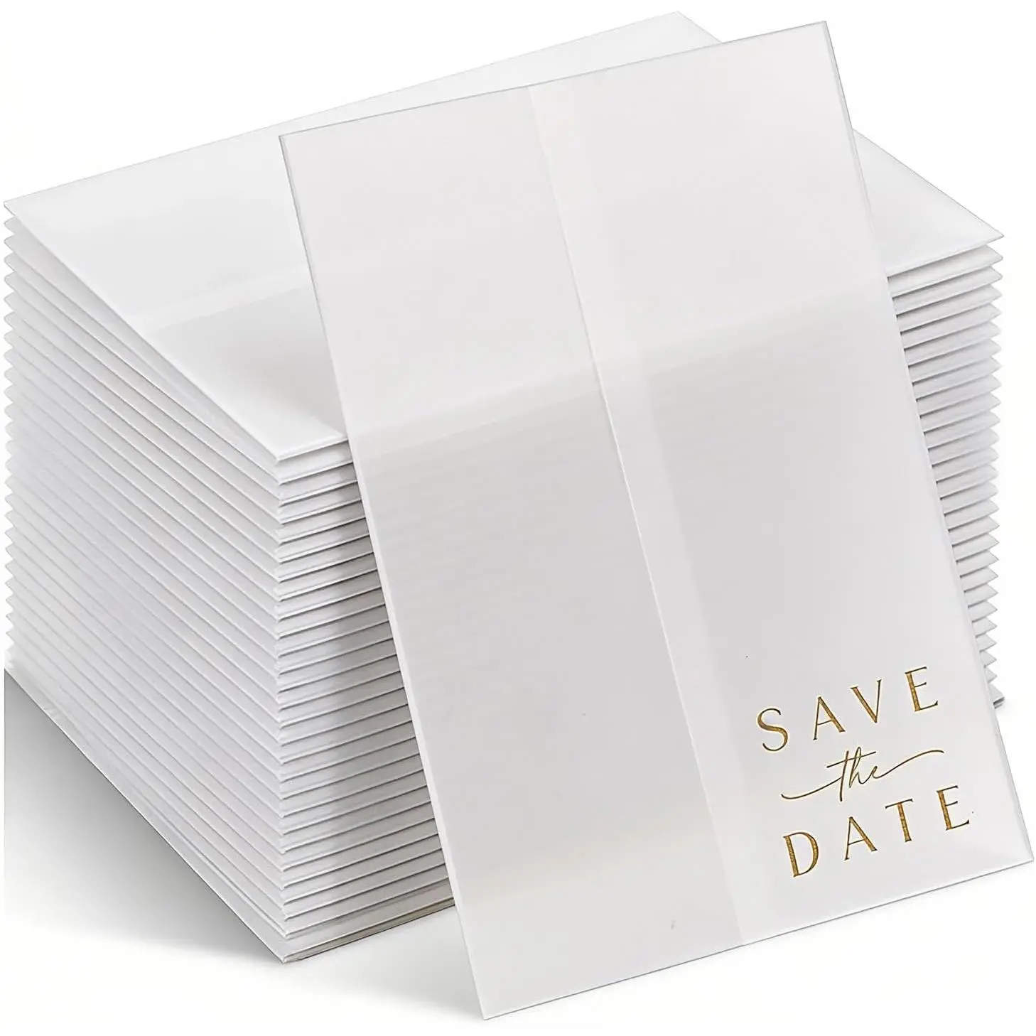 50 Pack Luxury Pre-Folded Vellum Jackets for 5x7 Invitations -  Save The Date Vellum Paper 5x7 Jackets - 105GSM Wraps Wedding Invitations Accessories