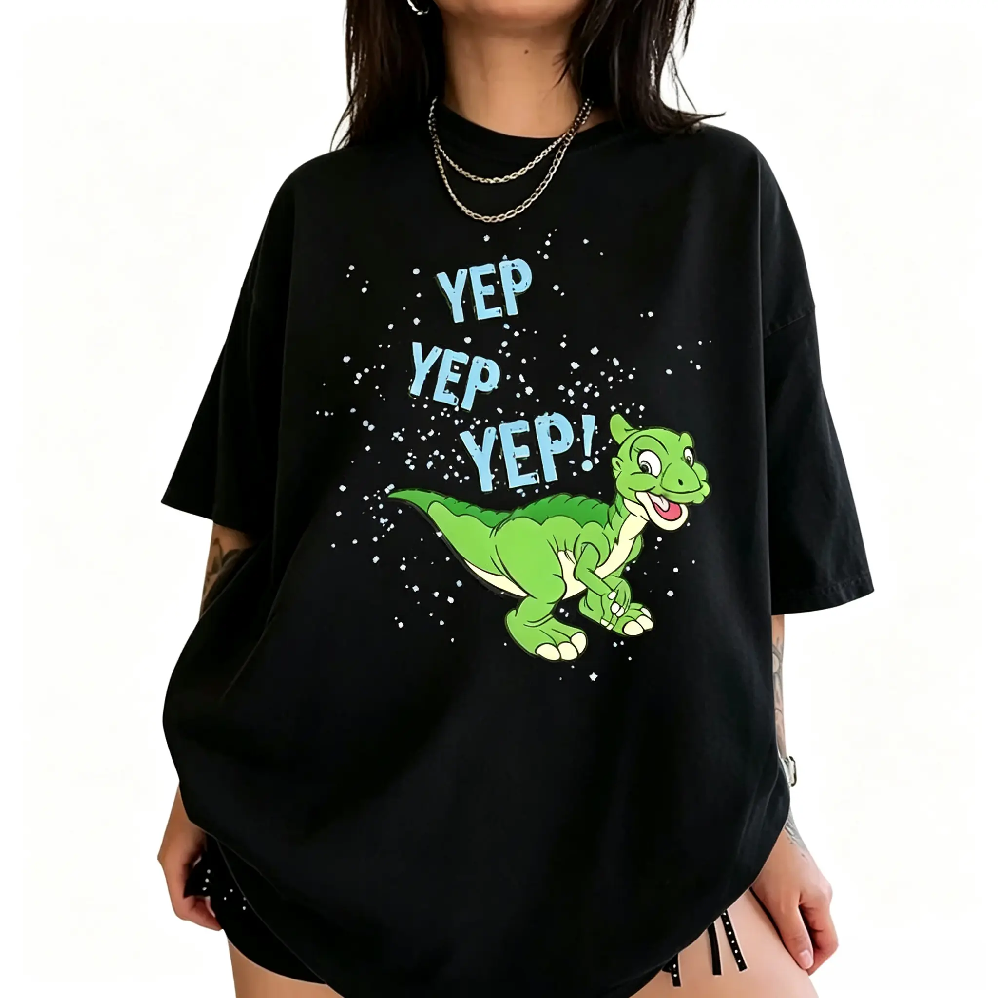 Cute Dinosaur Graphic Tee |   Funny Dino T Shirt |   Vintage Cartoon Animal Shirt |   Oversized Y2K Streetwear Unisex Top
