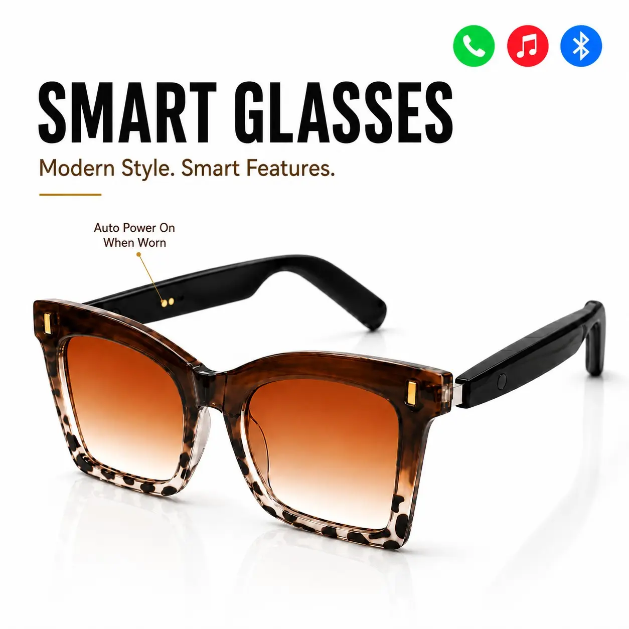 Smart Glasses for Men Women, Bluetooth Audio Glasses with Hands-Free Calls, Voice Assistant, Music and Remote Photo Control