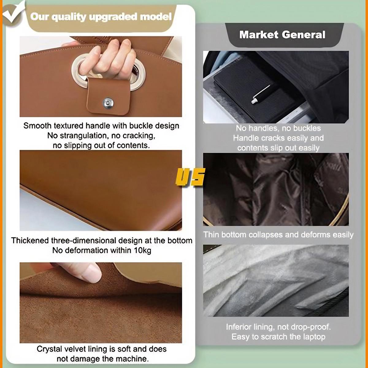 Laptop Bag for Women Waterproof Leather 13.3-15.4In Tote Bag Briefcase for Laptops iPad Cases Durable Daily Use Office Studio Leisure Large Capacity Handbag