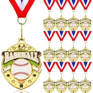 12 count  Award Medals Bulk 2.2 Inch Basketball Volleyball Royal Dance Softball Metal Medals with  Ribbons Metal Trophy Award Prize Gifts for Tournaments  Competitions