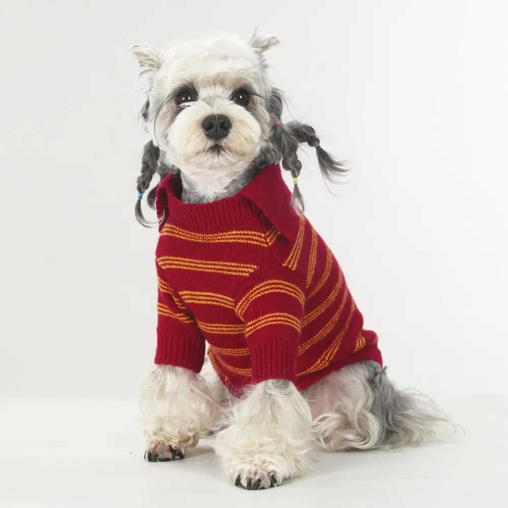 Classic British Style Knitted High-Neck Warm Dog Sweater, Soft Striped Pullover Pet Knitwear, Pet Clothing, Suitable for Both Cats And Dogs, Pet Coat, Ideal for Medium to Large Dogs, Puppy Sweater, Festive Pet Outerwear, Winter Warm