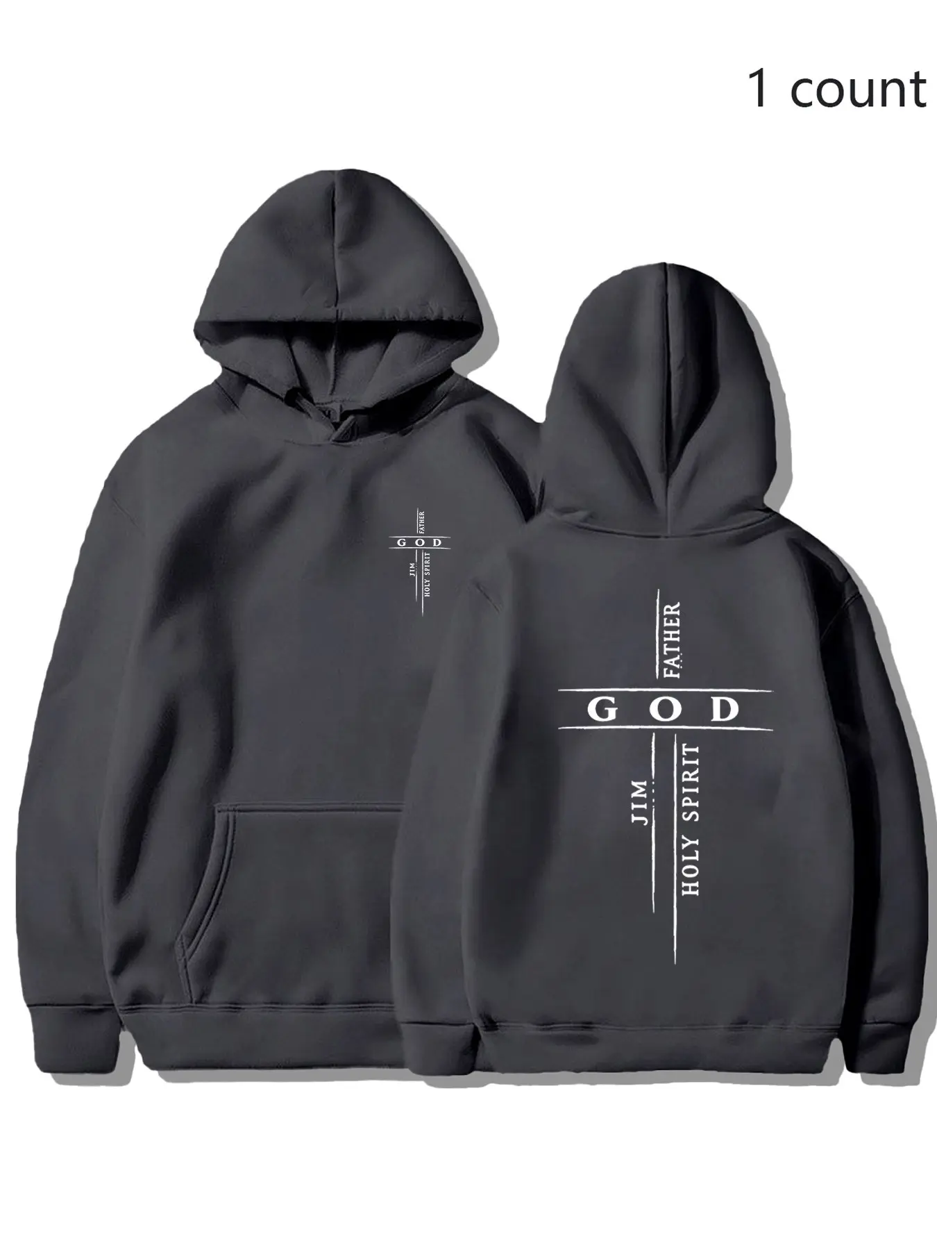 Sober Ny Trinity Hoodie, Cross Text Print, Oversized Soft Fleece, Kangaroo Pocket, Church Worship Wear, Casual Loungewear, Fall Winter