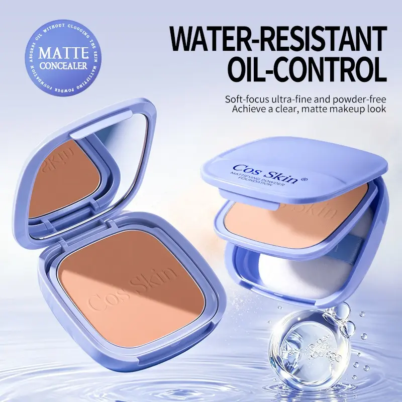 3-Color Oil-Control Matte Powder Compacts - Long-Lasting Flawless Setting Powder, Facial Makeup Loose Powder, Flawless Setting Powder Cake, with Puff, Oil-Control, Waterproof