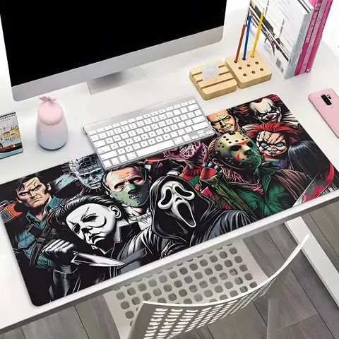 Gothic Horror Role Pattern Large Mouse Pad, Rectangular Gaming Mouse Pad, Office Desk Keyboard Mat, Computer Desk Pad with Non-Slip Rubber Base & Stitched Edge for Home & Office Gaming, Desk Accessory, Computer Accessories for Desk, Rectangle Desk Mat