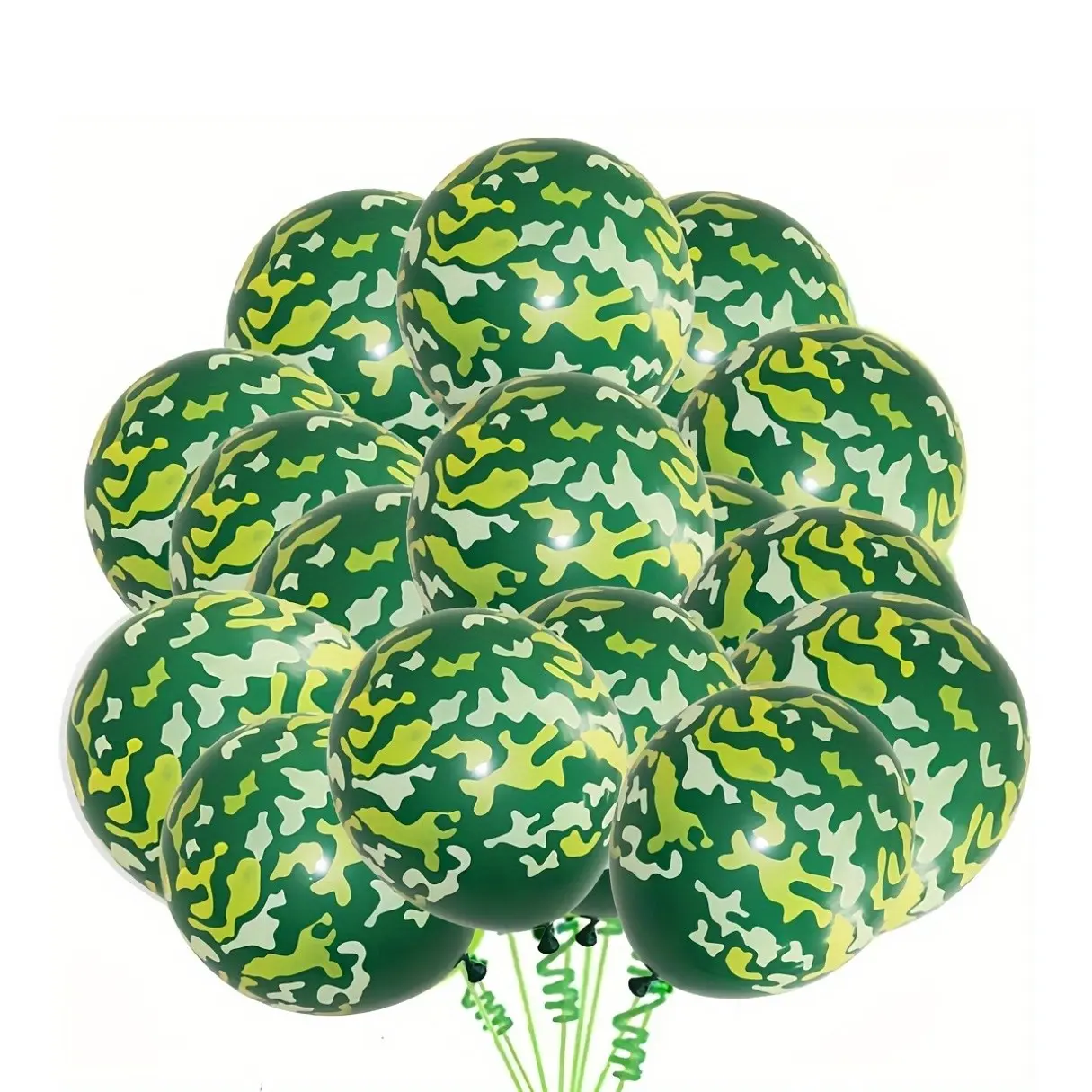 Military Camouflage 30-Piece Party Balloon Set, Military Theme Party Hunting Celebration Balloons, Large 12-Inch Latex Balloons