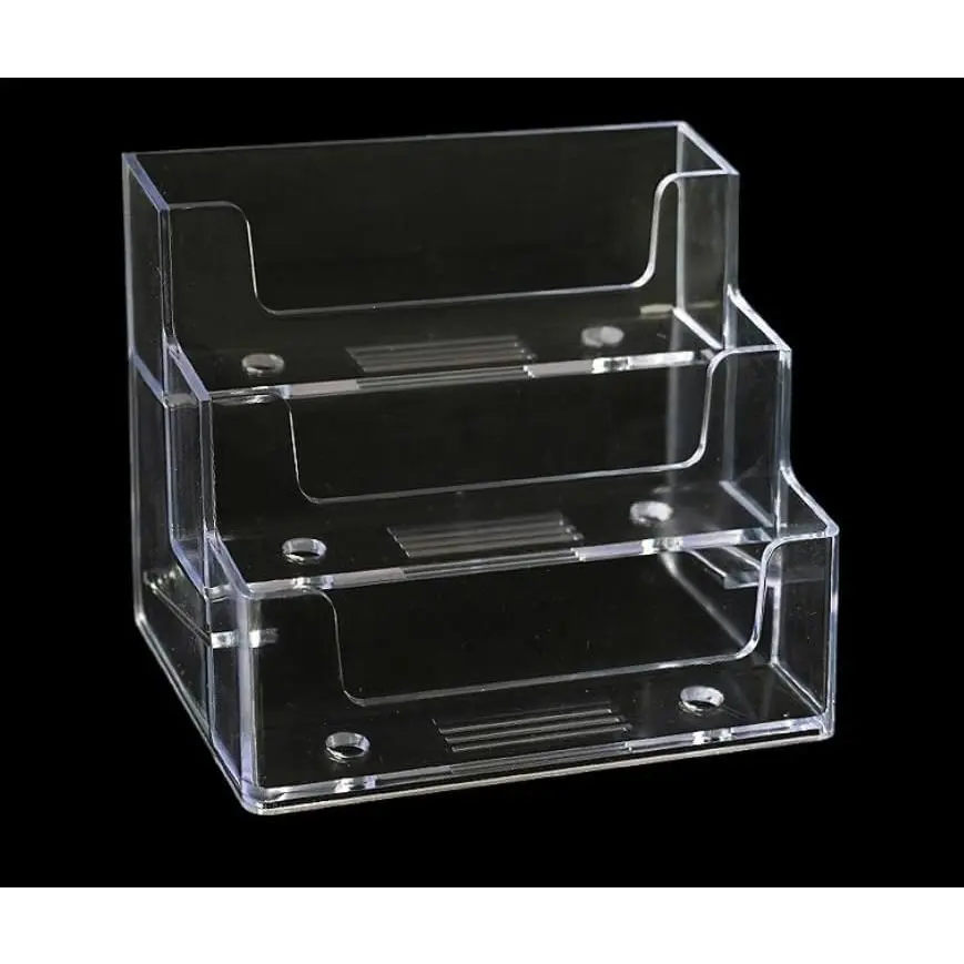 1 Pack Clear Business Card Holder 3 Tiers Plastic Card Stand Organizer Card Holder Display for  Office, Desktop, and Counter, 180 Cards Capacity
