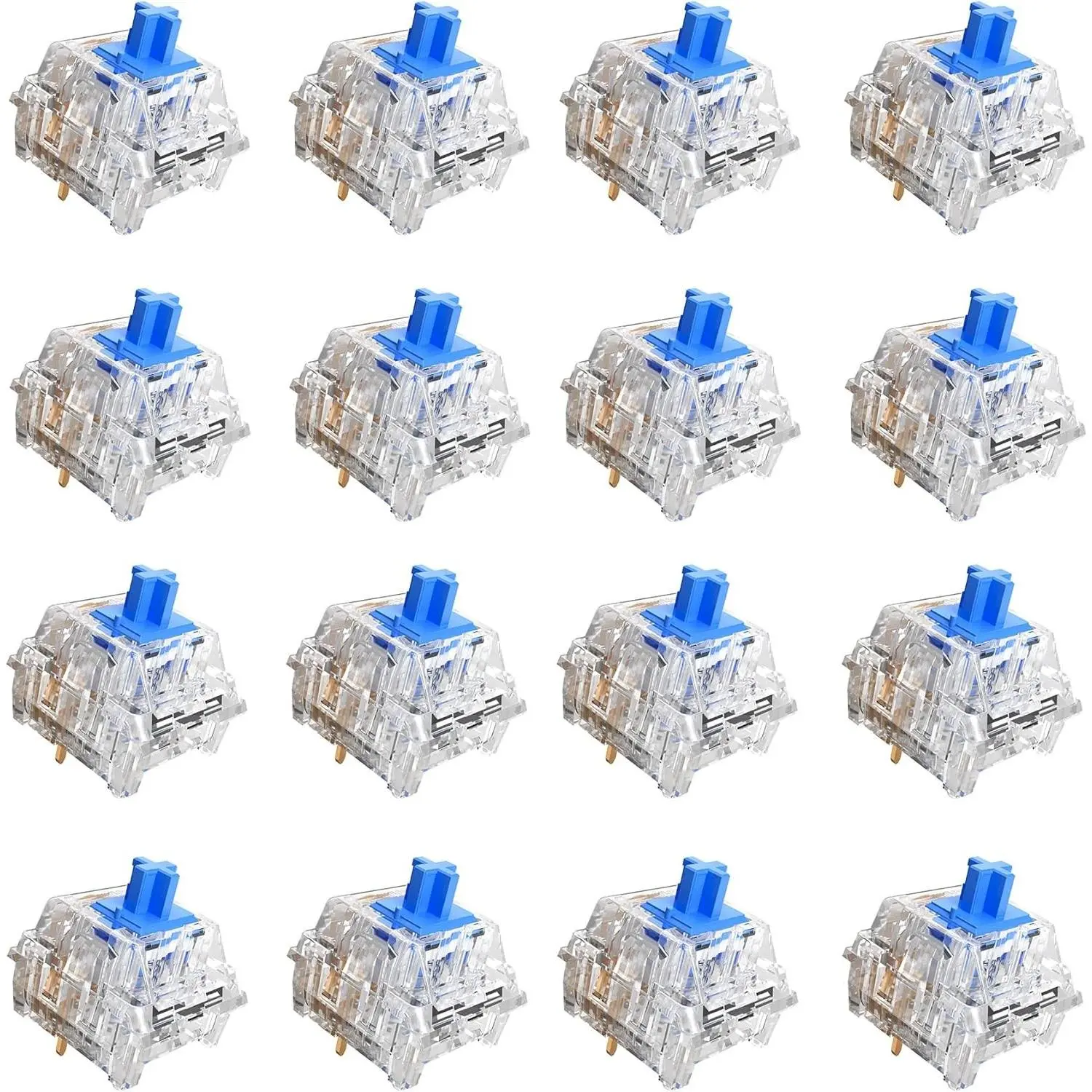 20pcs Crystal Blue Switch,3 Pin 50gf Clicky Accurate Typing Dustproof Pre Lubed Key Switches,Keyboard Clicker Replacement for 3D Prints and Mechanical Gaming Keyboard