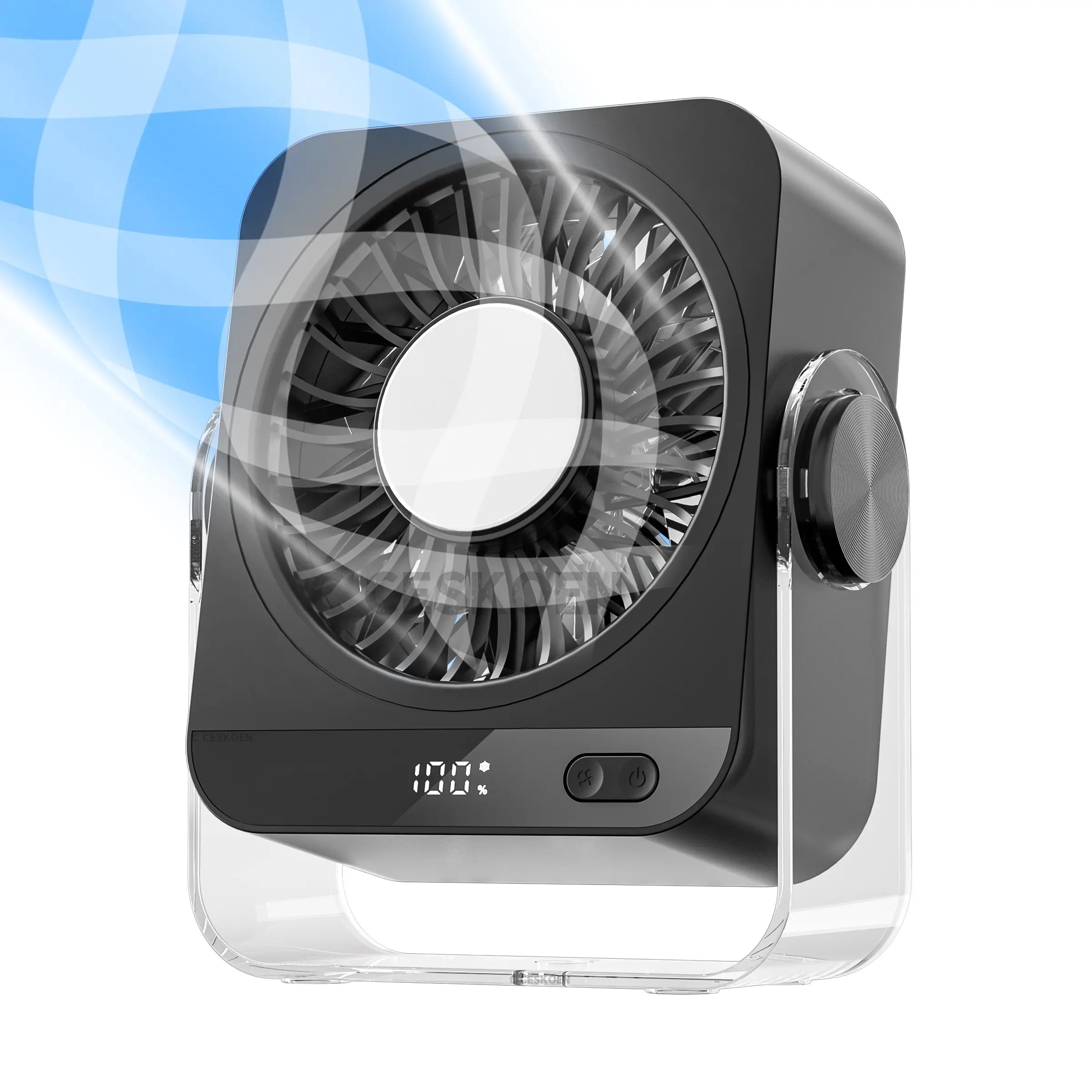 Desk Turbo Cooling Fan, 199 Adjustable Wind Speed Levels, 130° Wide Angle Rotatable Head, High Bright Digital LED Display, Long Lasting USB Rechargeable Battery, Quiet Operation Personal Table Fan, Ideal for Bedroom, Office, Dorm, Study Room, Indoor Homes