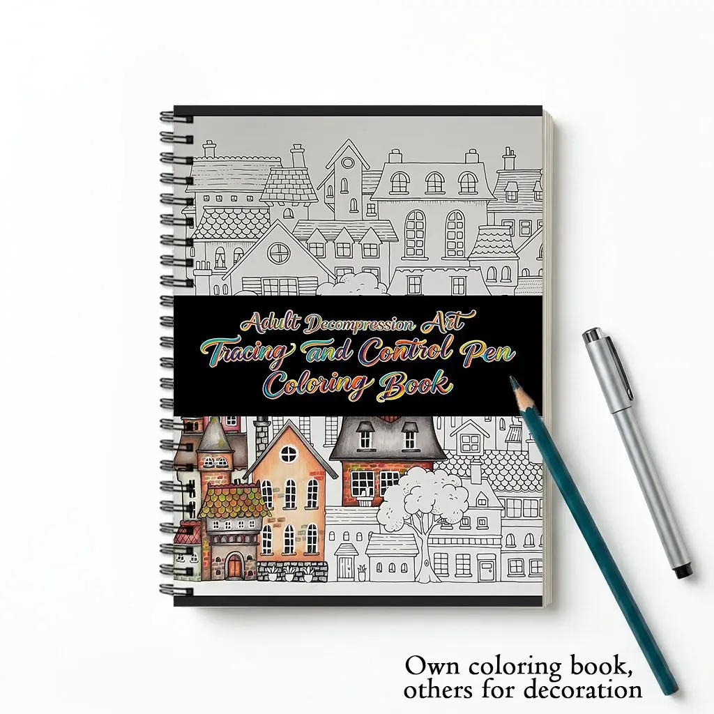 Decompression Art Adult Tracing Book Sketch and Color for Mindfulness Line Art doodle Therapy Relieve Stress Relax Mind 30 Pages Thick Paper Spiral Bound A5 Size 5.85x8.27 Inches Perfect Gift Idea