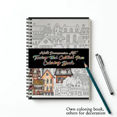 Adult Decompression Tracing Book, Sketch and Color for Mindfulness, Line Art Doodle Therapy to Relieve Stress and Relax Mind, 30 Pages Thick Paper Spiral Bound A5 Size 5.85 x 8.27 Inches, Ideal Gift Art Craft Drawing Book