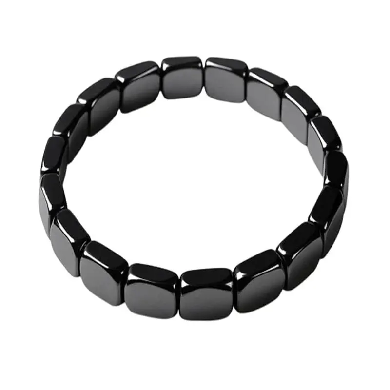 Natural Hematite Beaded Highly Elastic Nylon Thread Stretch Bracelet - 10cm, 50g Inspirational Energy Healing Italian Charm Unisex Jewelry for Women, Calm Decision Support, Negative Emotion Absorption, Energy Protection