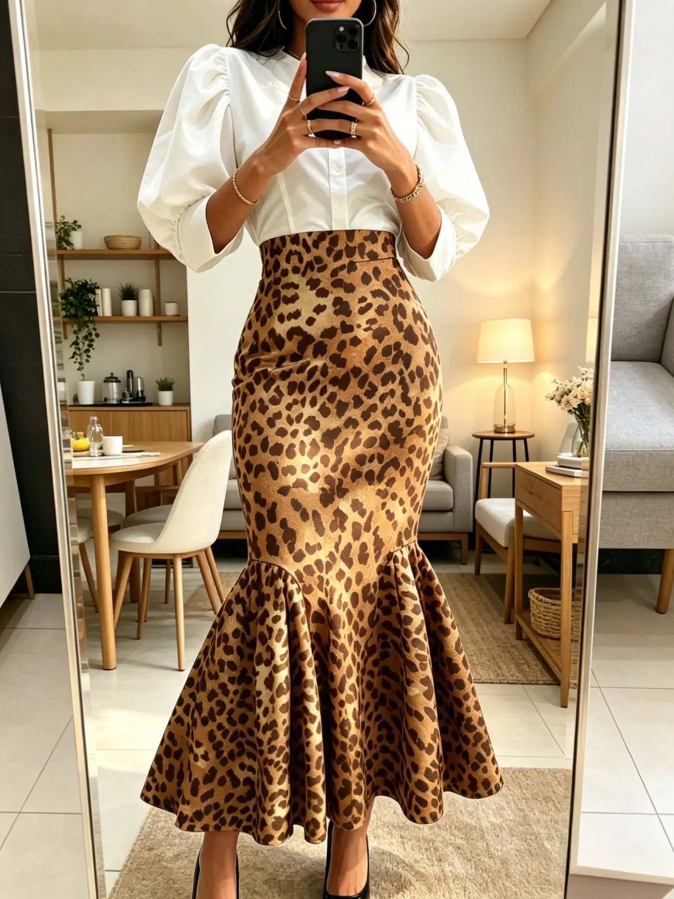 Women's Fashion Leopard Print Skirt, Elegant Chic Skirt, Elegant Fitted Short Skirt with Zipper, Perfect for Parties and Gatherings, All Seasons Wear