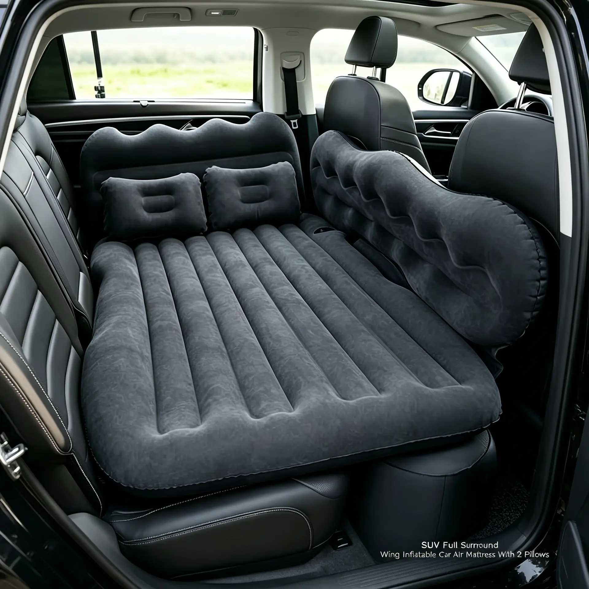 Portable Full Set SUV Back Seat Inflatable Sleeping Pad, Thick Wear-resistant Foldable Car Air Bed with U-shaped Pillows & Side Cushions, Ideal for Camping, Long Road Trips & Travel Rest