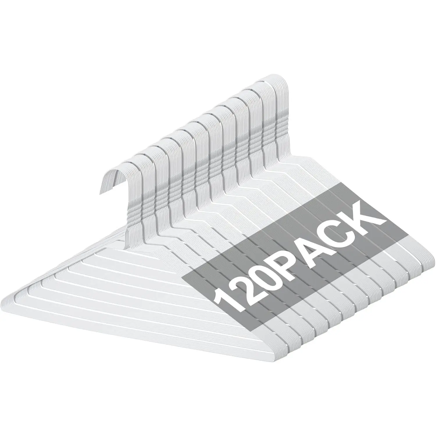 120 Pcs Wire Hangers Bulk 17.7" Dry Cleaner Hangers, Suit Holders for Home Caped Clothing (White)