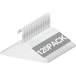 120 Pcs Wire Hangers Bulk 17.7" Dry Cleaner Hangers, Suit Holders for Home Caped Clothing (White)