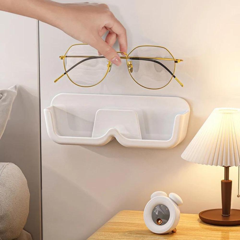 Wall Mounted Glasses Storage Rack, 1 Count Punch Free Glasses Holder, Wall Mounted Organizer, Space Saving Easy To Pick Up and Easy To Access Design Glasses Holder