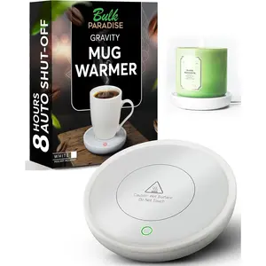Coffee Mug Warmer with Auto Shut-Off Compact 17W Cup Warmer for Desk with Gravity Switch Electric Candle Warmer Plate for Jar Candles Keeps Coffee Tea & Drinks Warm Safe & Durable White